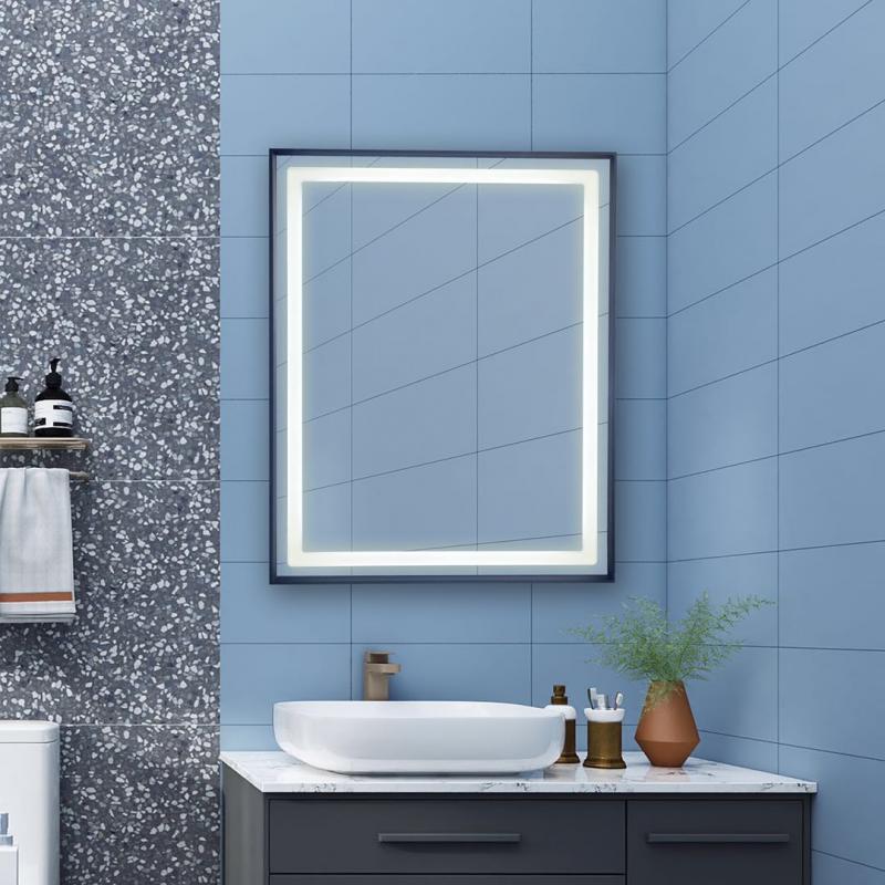 Black bathroom mirror with lights JXLED003
