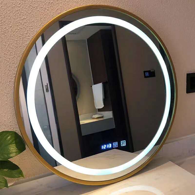 round gold mirror with lights YNJ-001